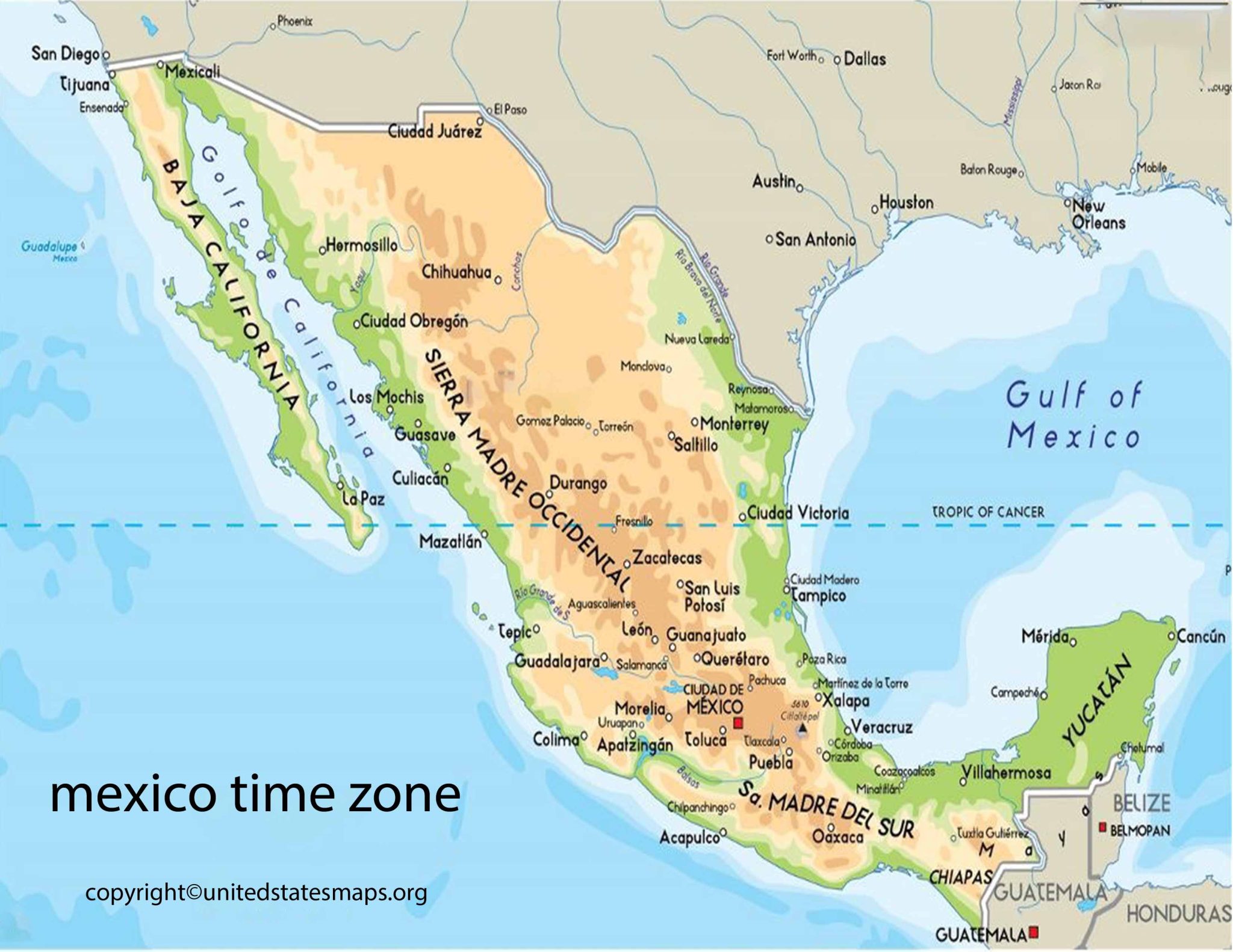 Mexico Time Zone Map Printable Map Of Mexico Time Zones