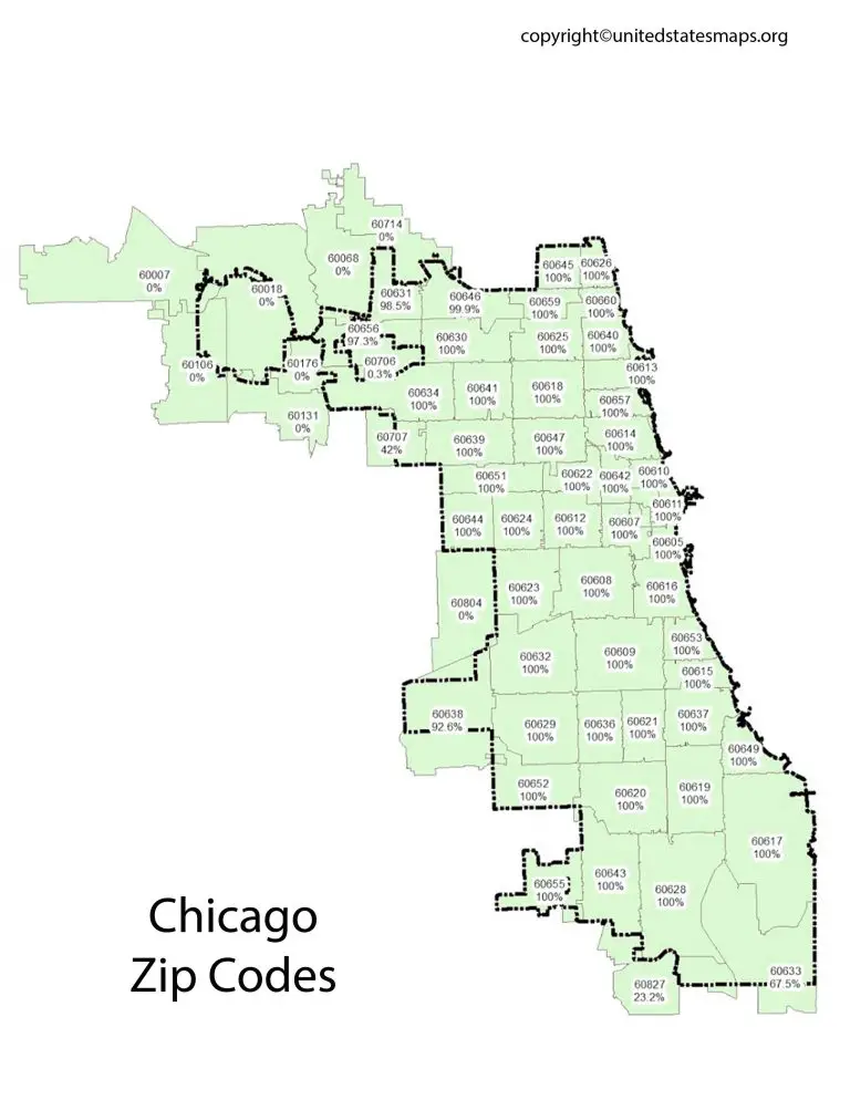 Chicago Zip Codes Map Zip Code Map Of Chicago