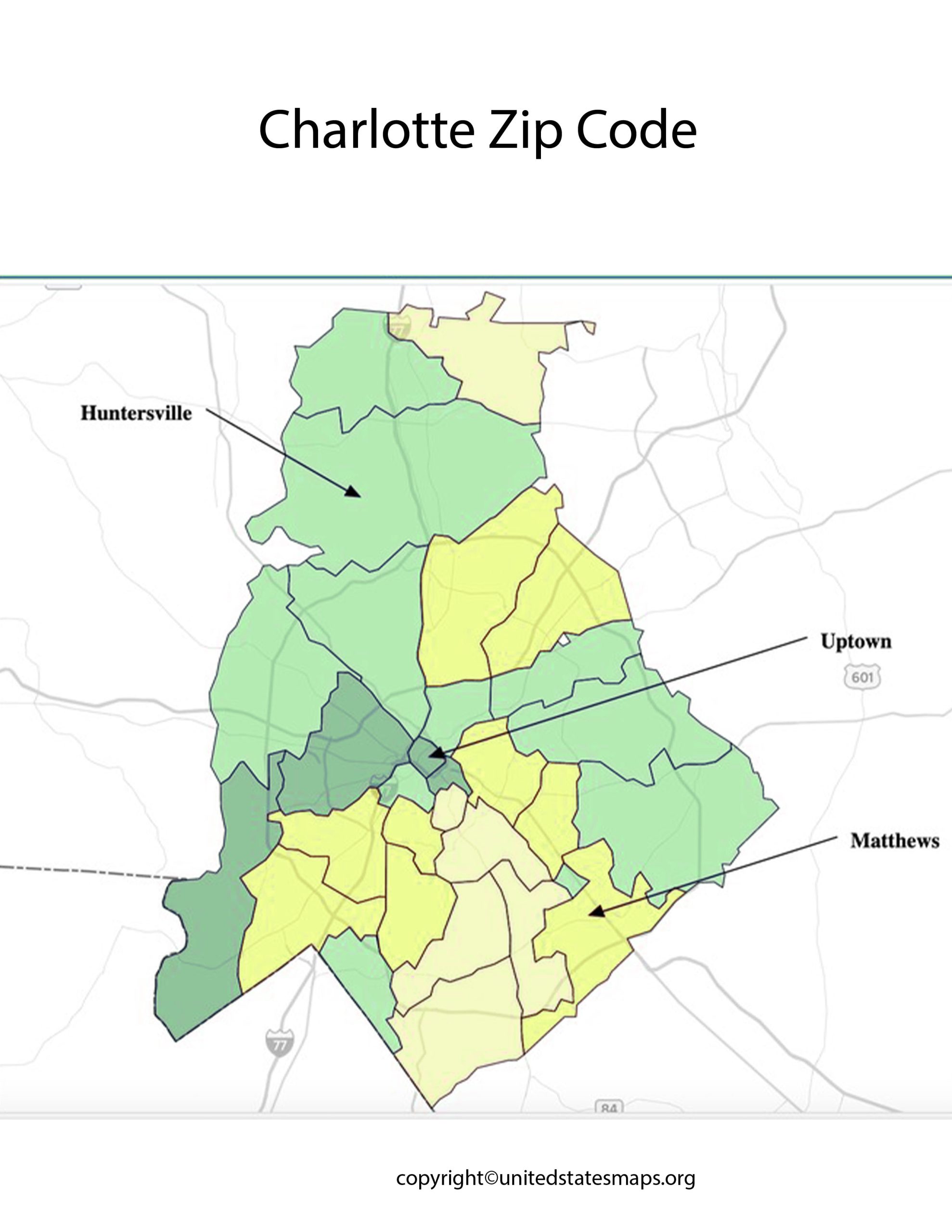 Charlotte Zip Code Map Map Of Charlotte With Zip Codes