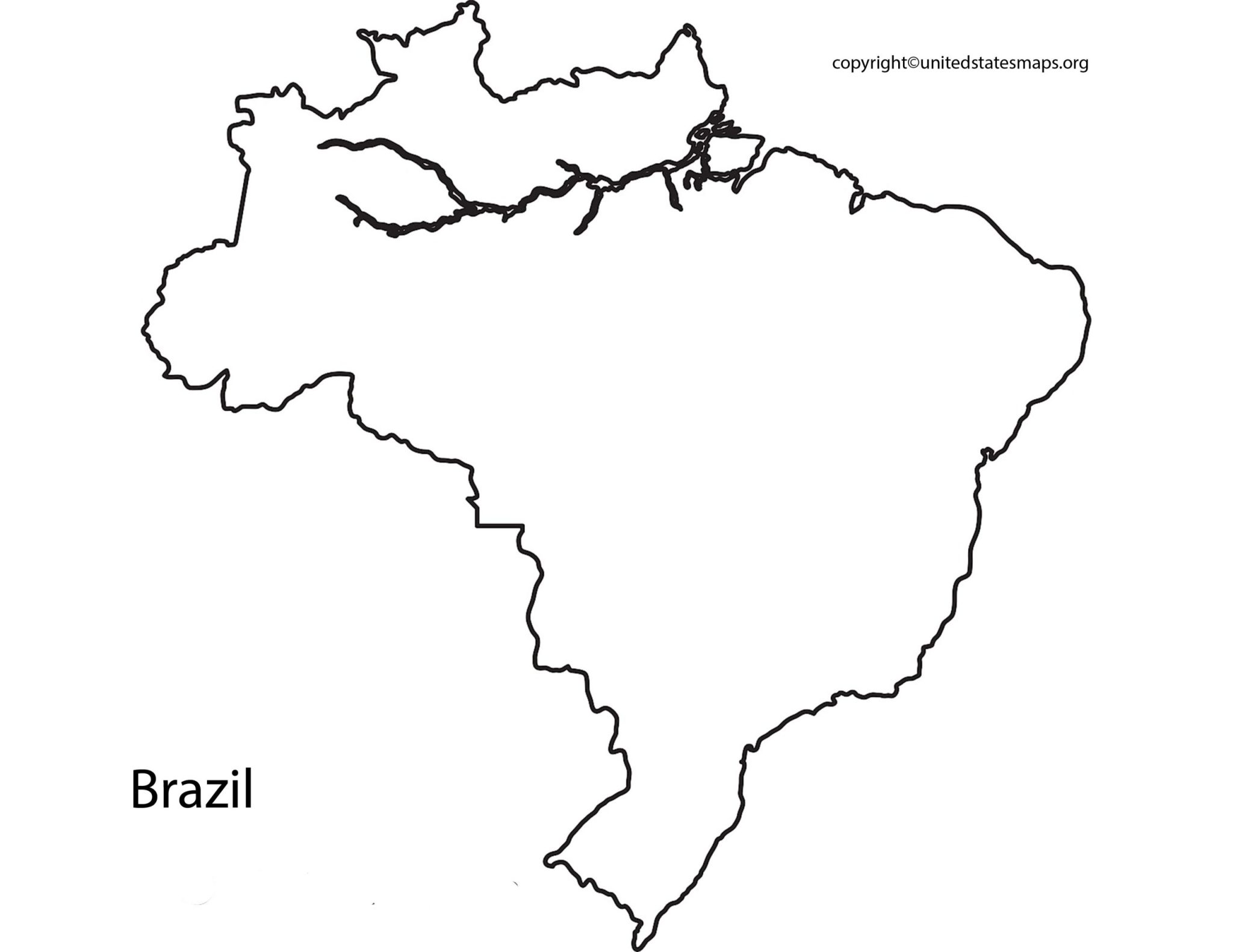 Blank Brazil Map Blank Outline Map Of Brazil