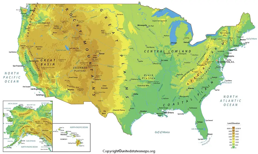 Geographical map of USA