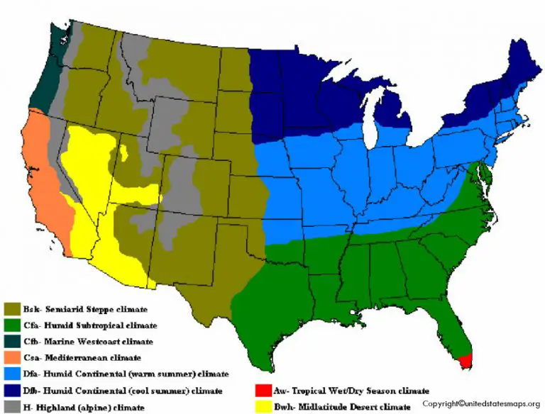 US Climate Map | Climate Map of America in PDF