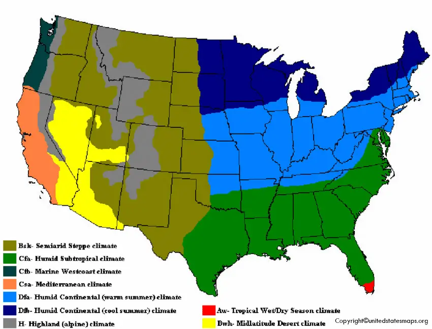 US Climate Map Climate Map Of America In PDF