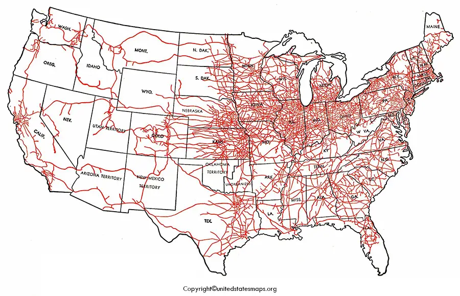 Railroad Map of United States in Pdf