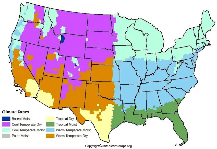 US Climate Map Printable