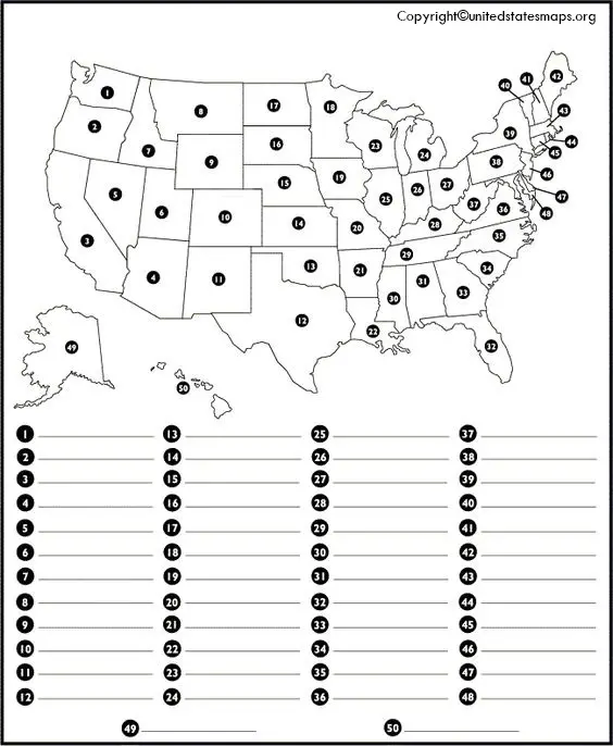 The U S 50 States Printables Map Quiz Game United States Map Quiz 