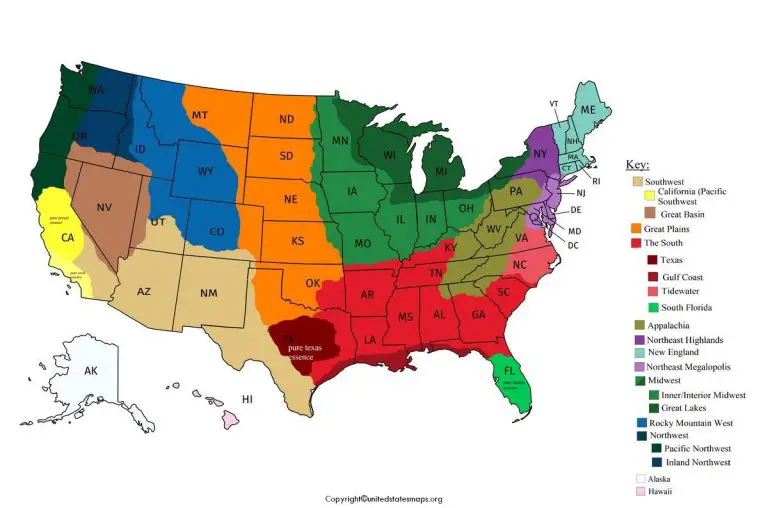 Printable US Regions Map | Regions Map of the US