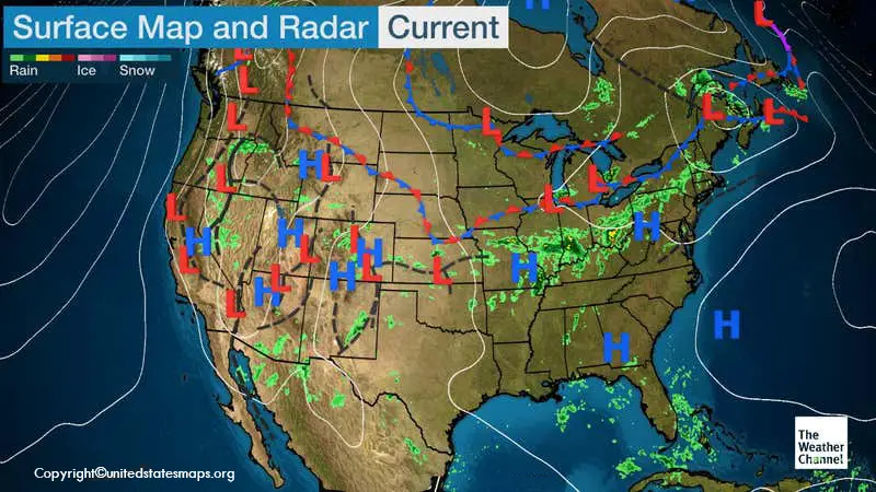 US Surface Weather Map printable