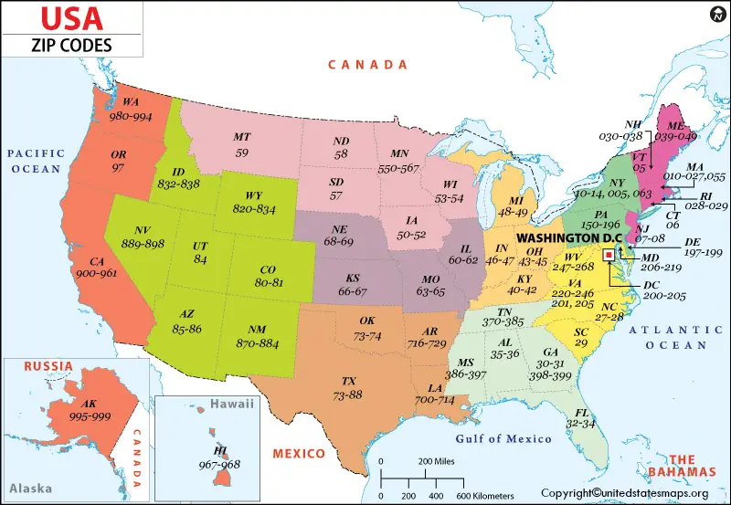 US Zip code map