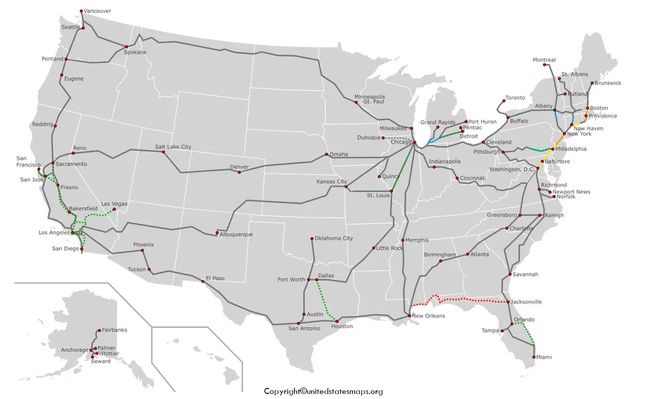 Map of US Railroad Map