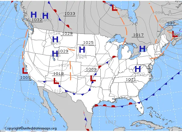 Surface Weather Map of US in Pdf