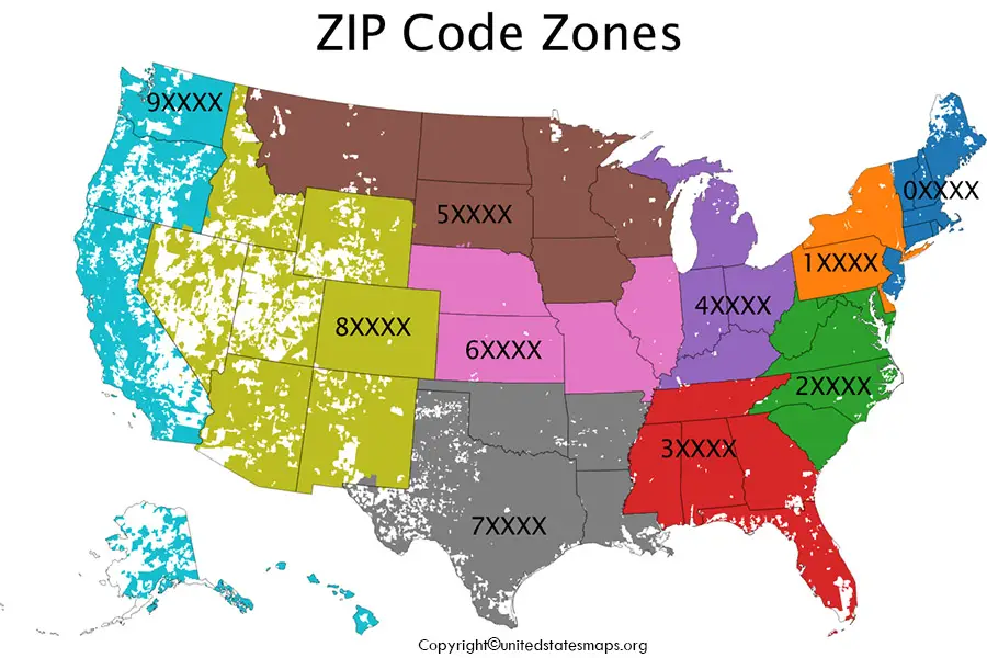 Zip Code Map of United State
