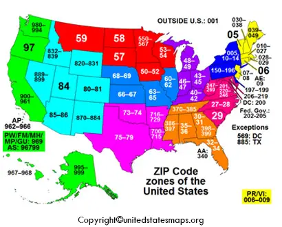 Map of Zip Code Of USA in pdf