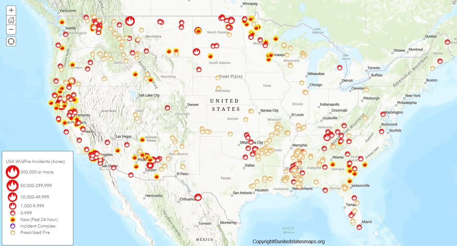 US Fire Map | Fire & Smoke Map of United States