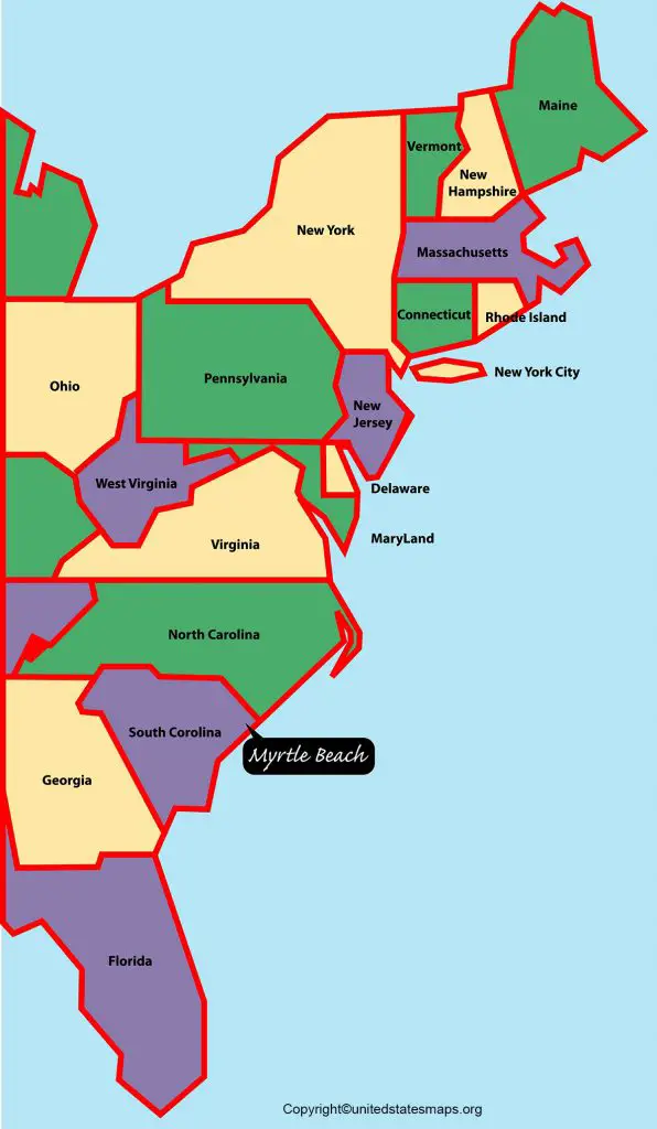 East Coast Map of US