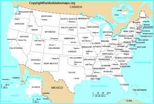 US Map Labeled With States Cities In PDF US Map Labeled 300x204