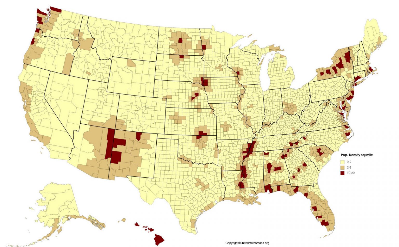 US Population Map Population Map Of United States