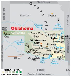 Labeled Oklahoma Map With Capital And Cities in Pdf