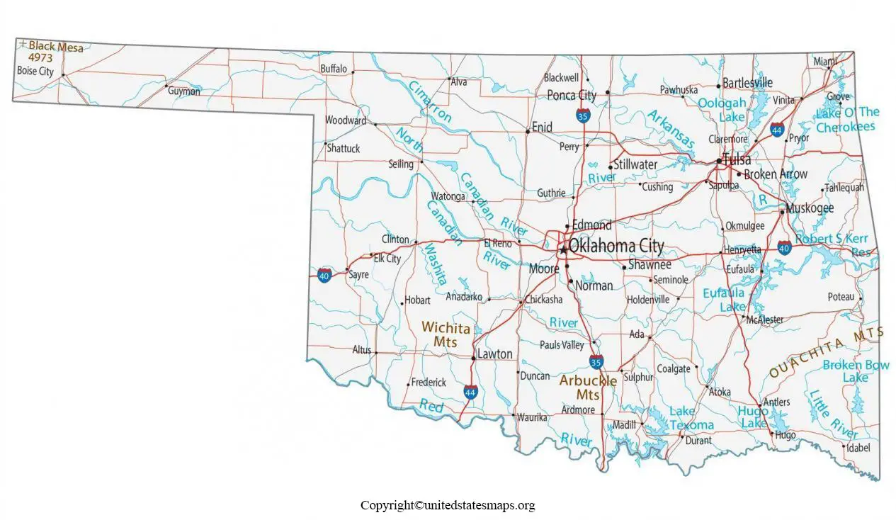 Labeled Map of Oklahoma