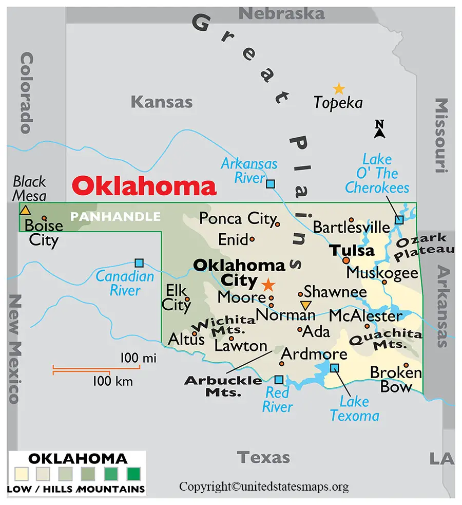 Labeled Map of Oklahoma
