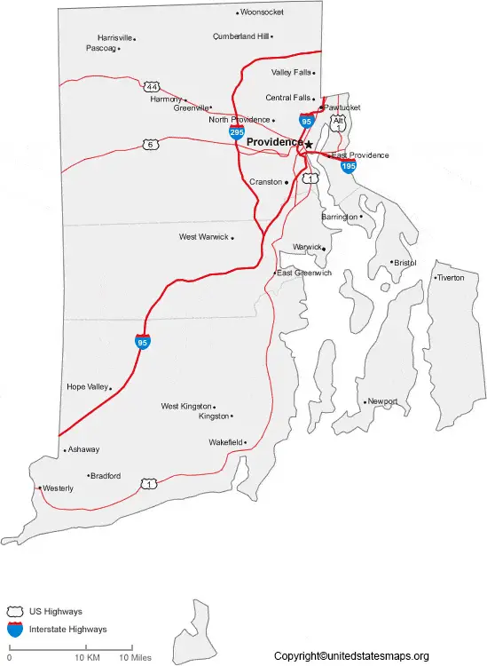 Rhode Island Map With Cities Labeled