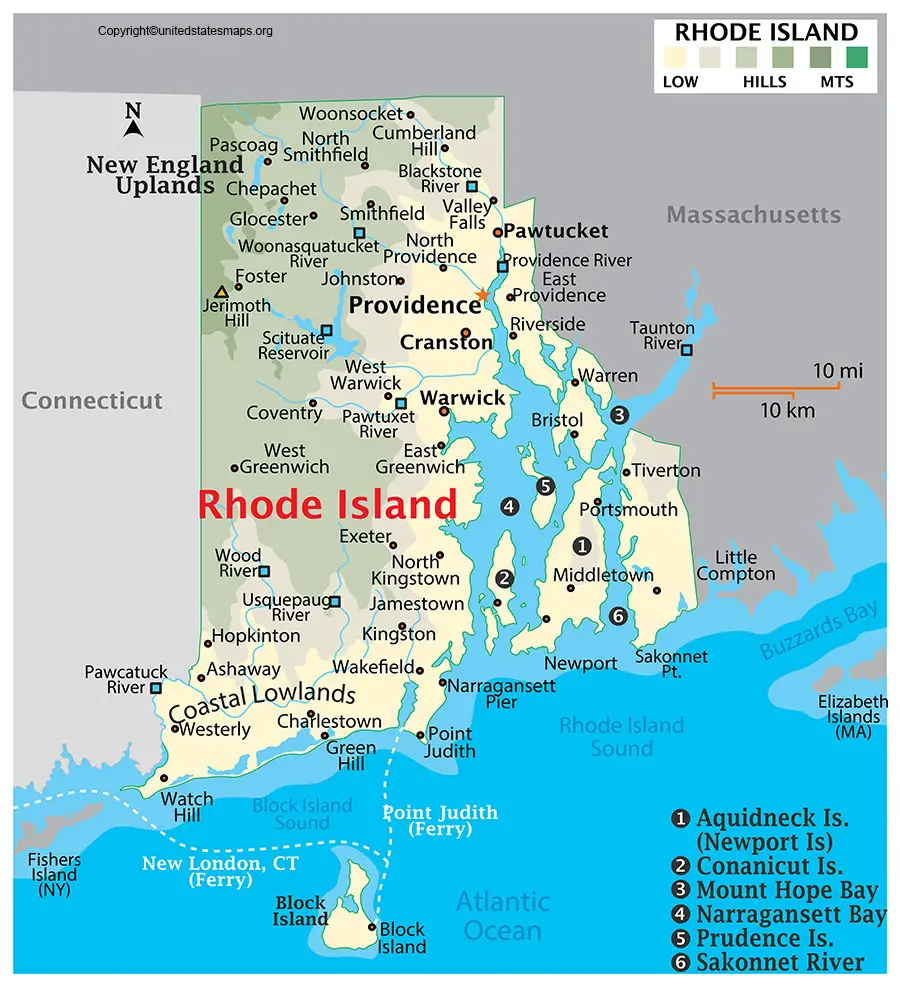 Labeled Map Of Rhode Island