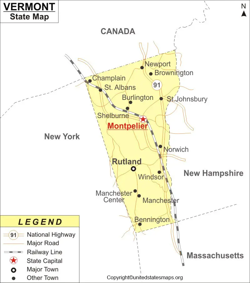 Labeled Map Of Vermont