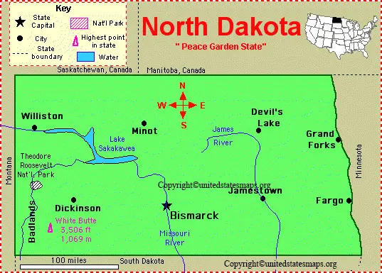 North Dakota Map With Cities Labeled
