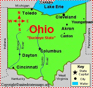 Ohio Map With Cities Labeled