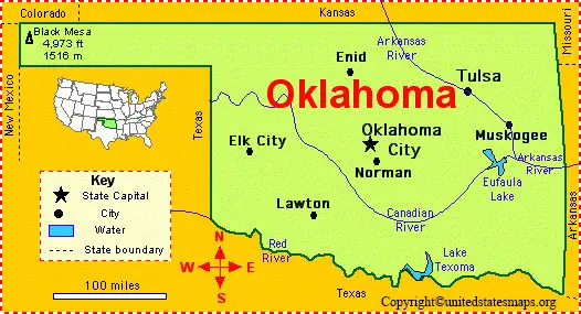 Oklahoma Map With Cities Labeled