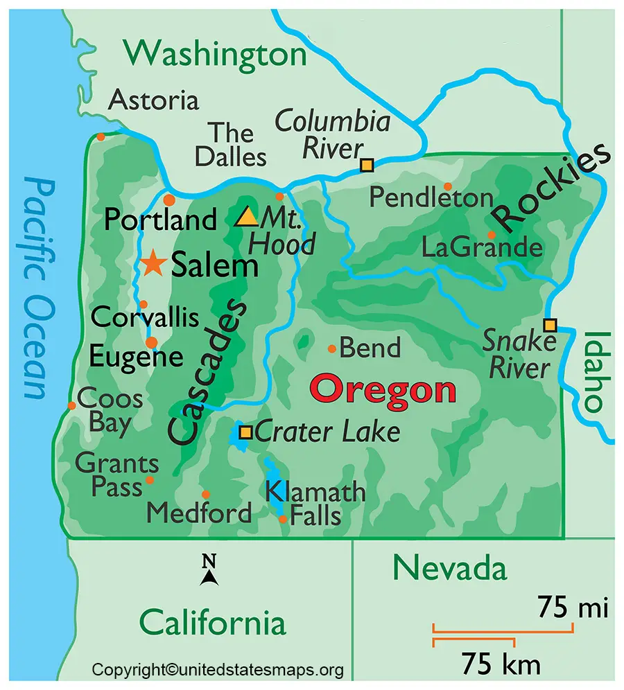 Labeled Oregon Map
