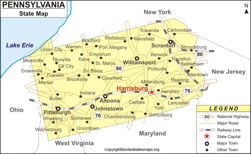 Pennsylvania Map With Capital