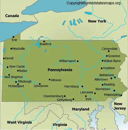 Labeled Map Of Pennsylvania