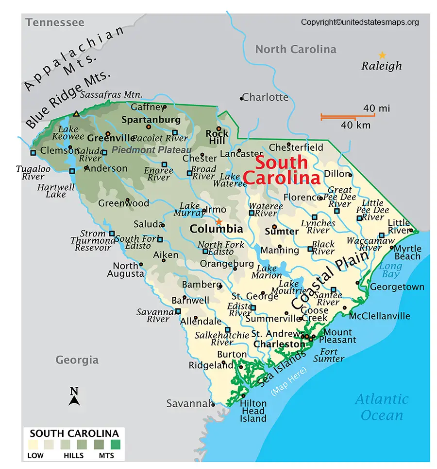 South Carolina Map With Capital