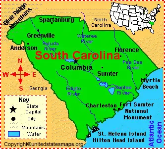 South Carolina Map With Capital