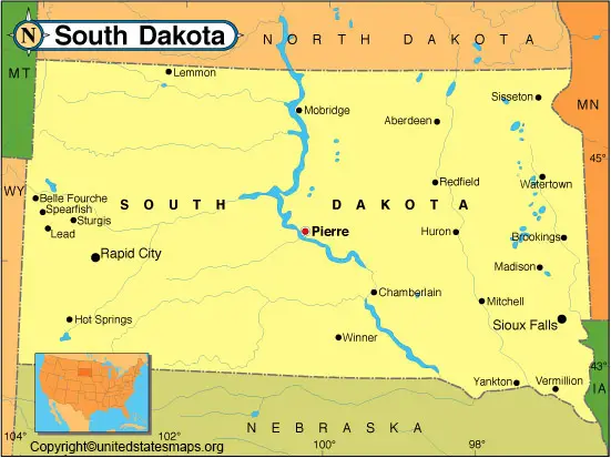 South Dakota Map With Capital