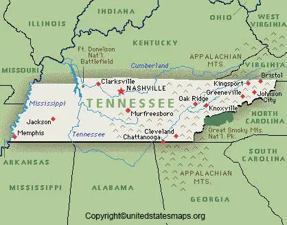 Labeled Map Of Tennessee