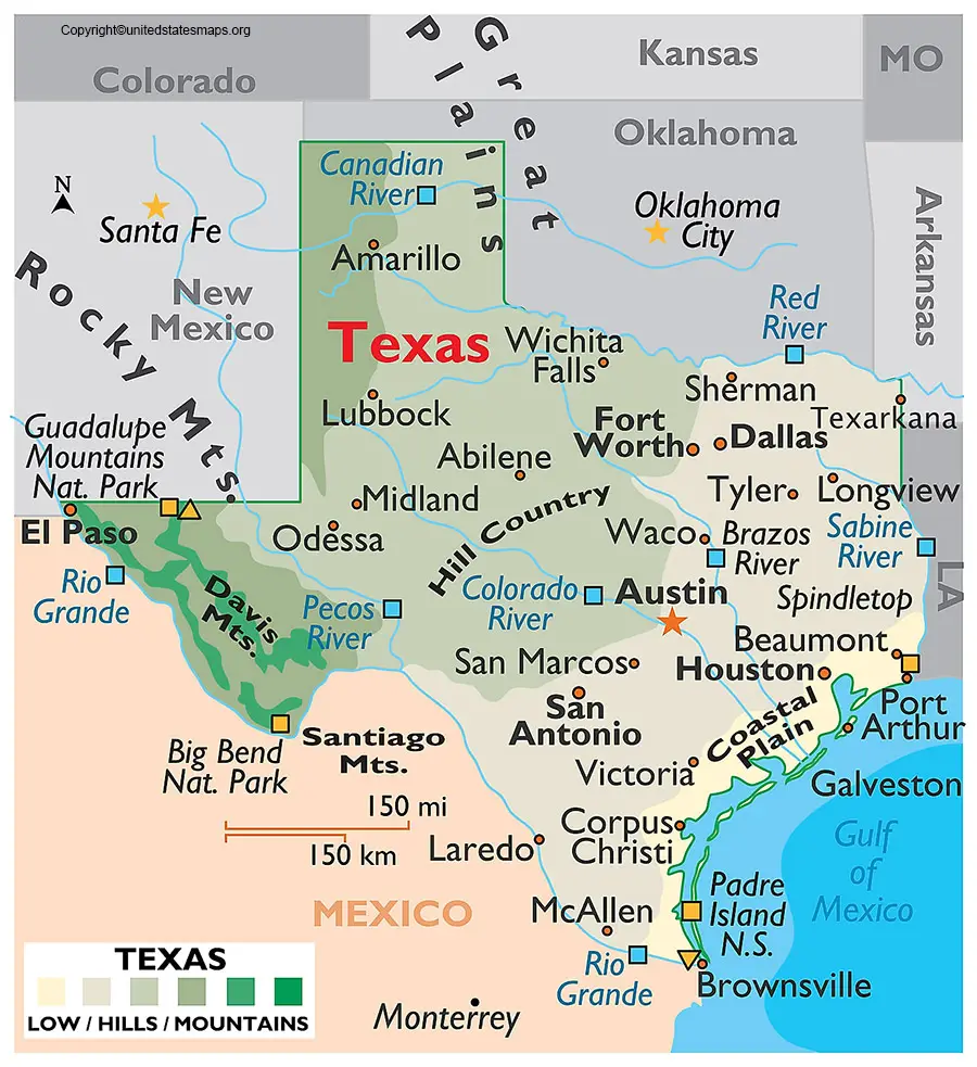 Texas Map With Cities Labeled