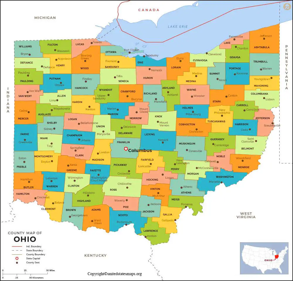 Ohio Map With Capital
