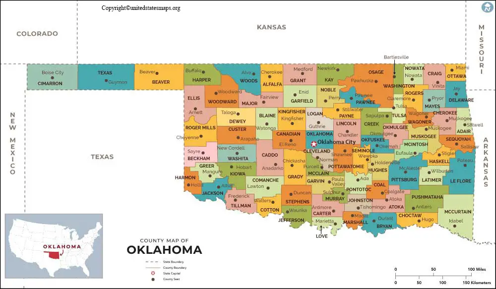 Oklahoma Map With Capital