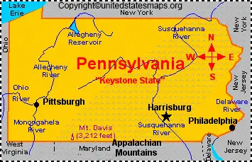 Pennsylvania Map With Cities Labeled