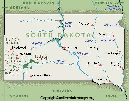 South Dakota Map With Cities Labeled