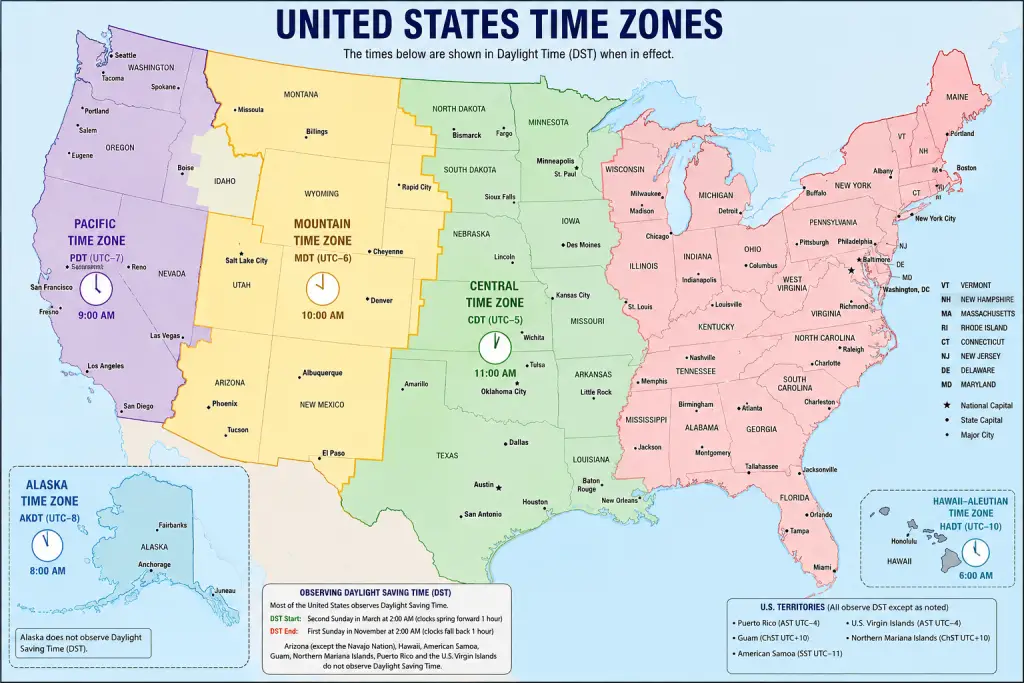 US Time Zone Map