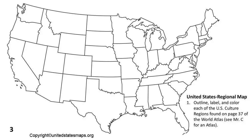 Fillable Worksheet US Map