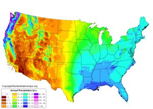 US Rainfall Map | Annual Rainfall Map of USA Printable