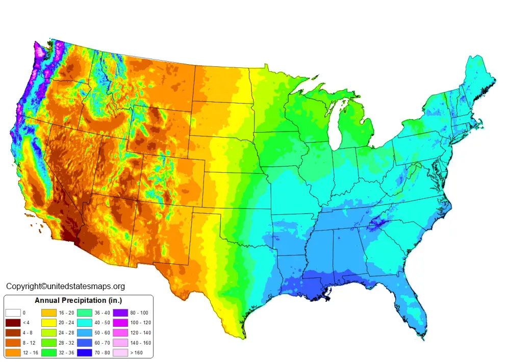 Rainfall Map of USA