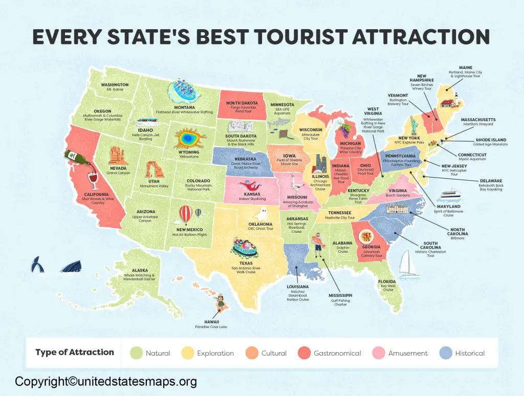 attractions map of usa