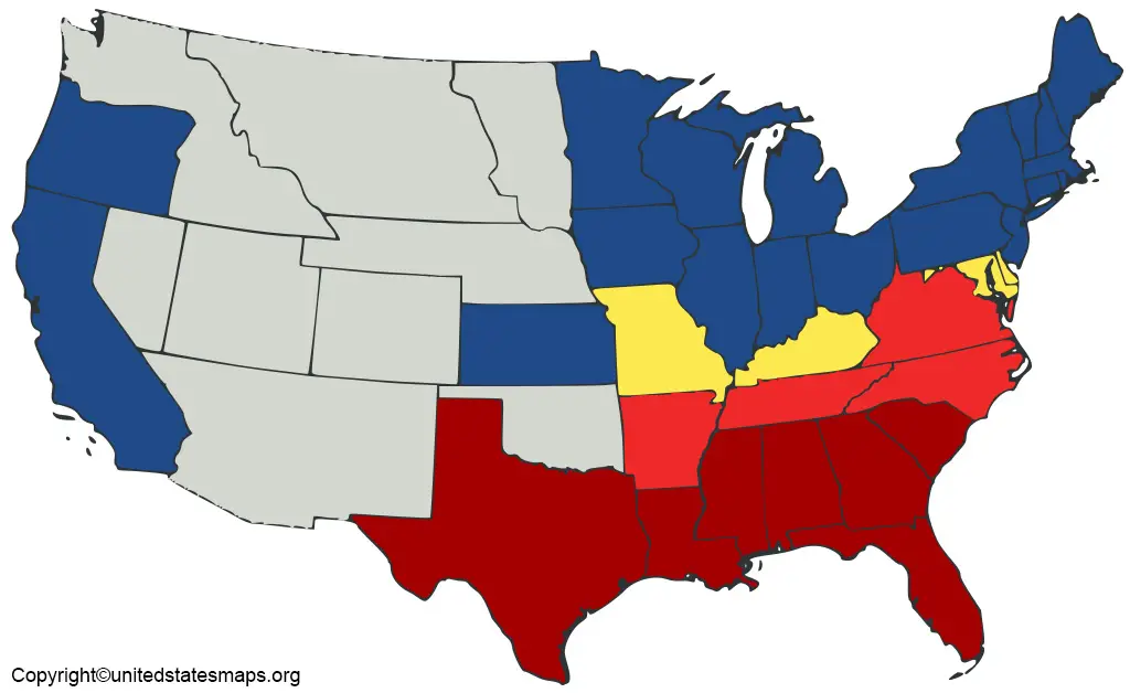 civil war map of us