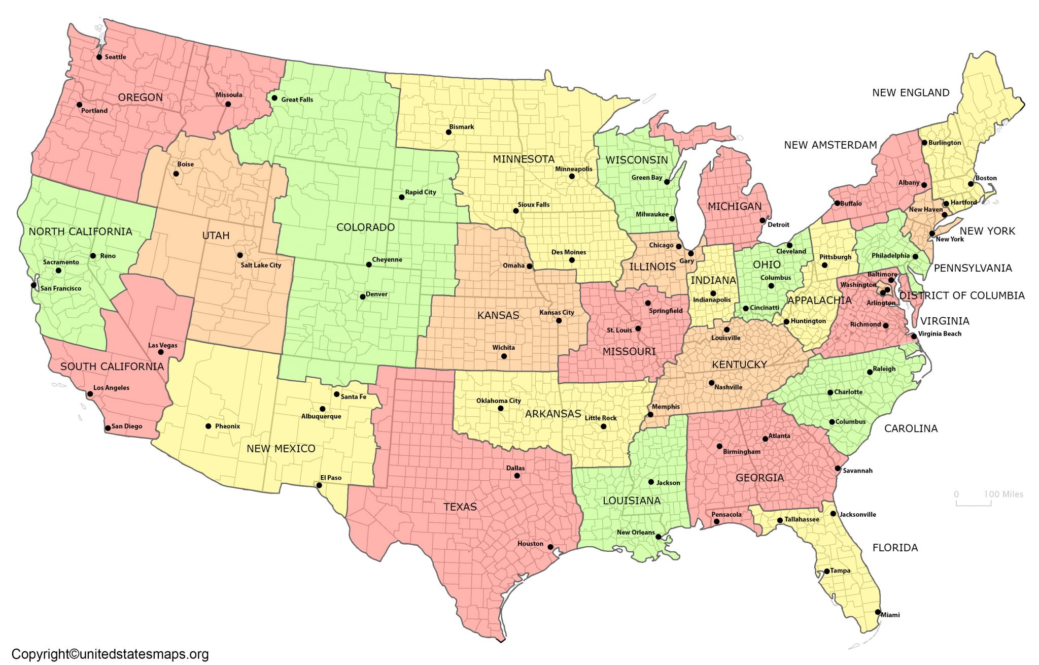 Continental US on Map - United States Maps