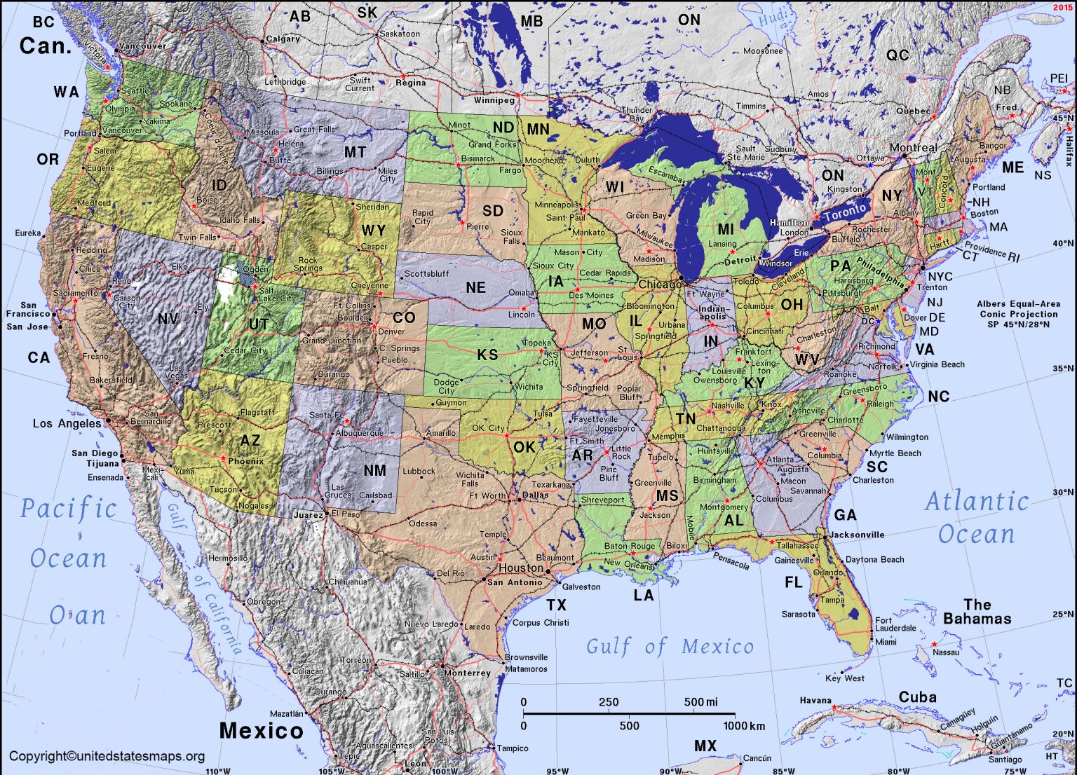Continental US Map Map Of Continental USA Continental Usa Map 1536x1106